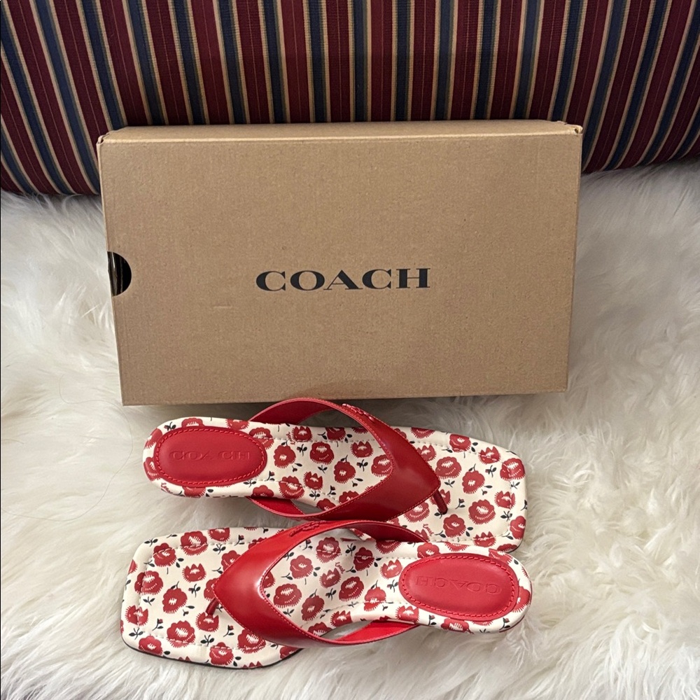 Coach Women's Red Floral Sandals